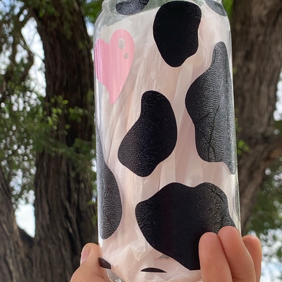 Cow print glass cup - Picture 3 of 3